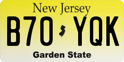NJ license plate B70YQK