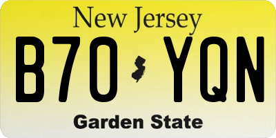 NJ license plate B70YQN