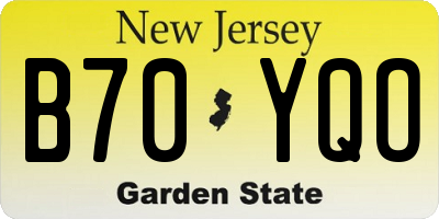 NJ license plate B70YQO