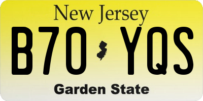 NJ license plate B70YQS