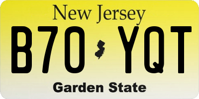 NJ license plate B70YQT