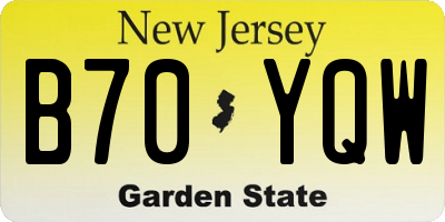 NJ license plate B70YQW