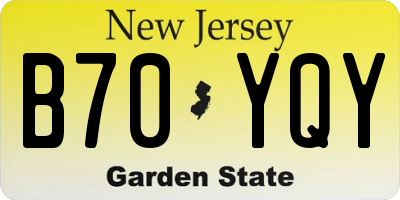 NJ license plate B70YQY