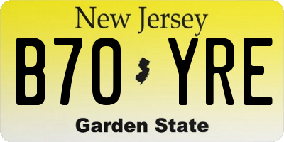 NJ license plate B70YRE