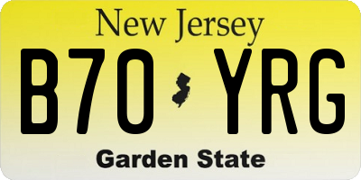 NJ license plate B70YRG