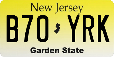NJ license plate B70YRK
