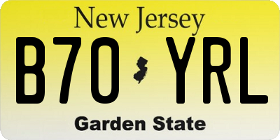 NJ license plate B70YRL