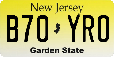 NJ license plate B70YRO