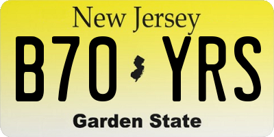 NJ license plate B70YRS