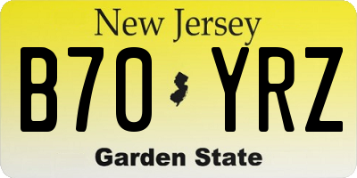 NJ license plate B70YRZ