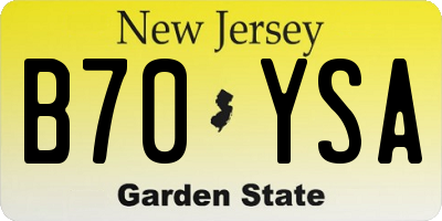 NJ license plate B70YSA