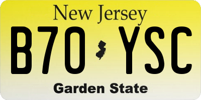 NJ license plate B70YSC