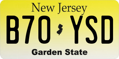 NJ license plate B70YSD