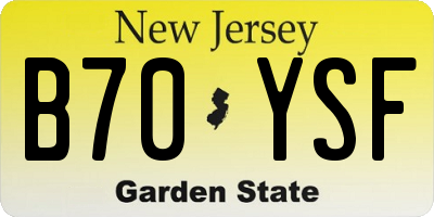 NJ license plate B70YSF