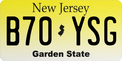 NJ license plate B70YSG