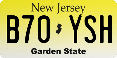 NJ license plate B70YSH