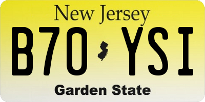NJ license plate B70YSI
