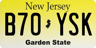 NJ license plate B70YSK