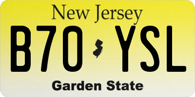 NJ license plate B70YSL