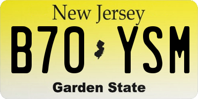 NJ license plate B70YSM