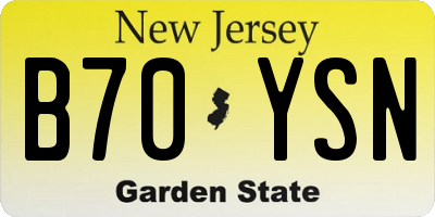 NJ license plate B70YSN