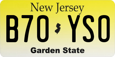 NJ license plate B70YSO
