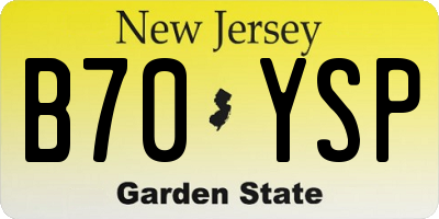 NJ license plate B70YSP