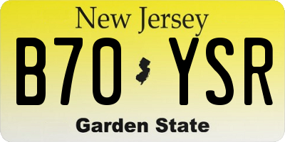 NJ license plate B70YSR