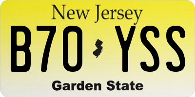 NJ license plate B70YSS