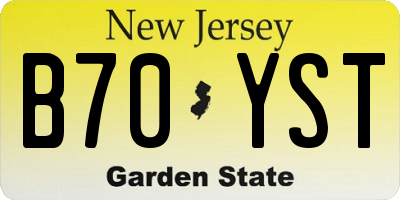 NJ license plate B70YST
