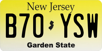 NJ license plate B70YSW