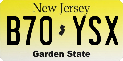 NJ license plate B70YSX