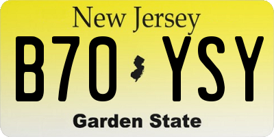 NJ license plate B70YSY
