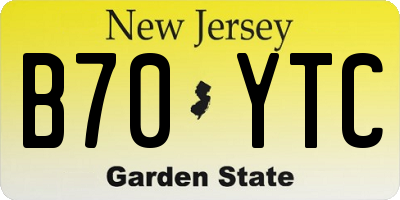 NJ license plate B70YTC