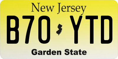 NJ license plate B70YTD
