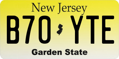 NJ license plate B70YTE