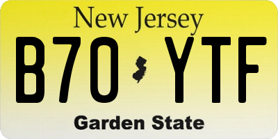 NJ license plate B70YTF