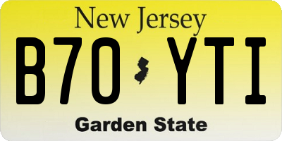 NJ license plate B70YTI