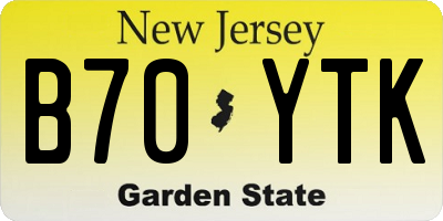 NJ license plate B70YTK