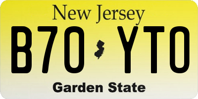 NJ license plate B70YTO