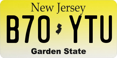 NJ license plate B70YTU