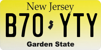 NJ license plate B70YTY