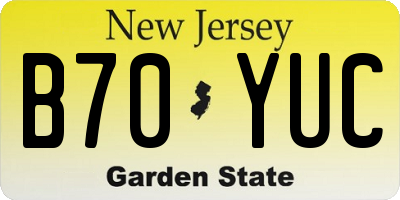 NJ license plate B70YUC