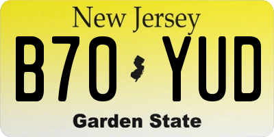 NJ license plate B70YUD