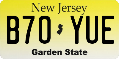 NJ license plate B70YUE