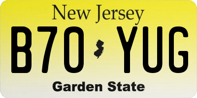 NJ license plate B70YUG