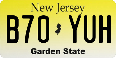 NJ license plate B70YUH