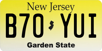 NJ license plate B70YUI