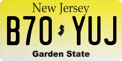 NJ license plate B70YUJ
