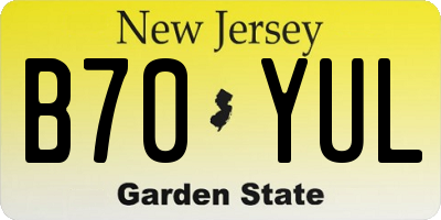 NJ license plate B70YUL